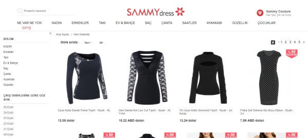 Sammy Dress sitesi en uygun giyim alışverişi yapabileceğiniz sitelerden birisi.